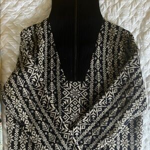 J. Crew Navy and White 3/4 Zip Up Sweater